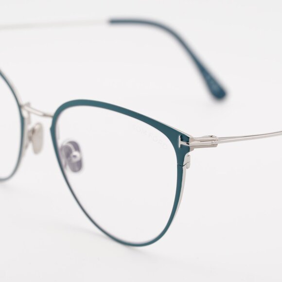 Tom Ford FT5840-B 087 Eyeglasses Turquoise 56mm Cat Eye Frame, Blue Light Block - Picture 7 of 10